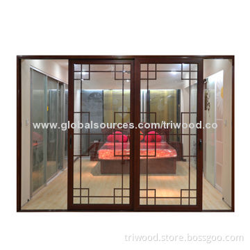 Wood Sliding Door with Solid Hardwood Frame and Environment-friendly Paint